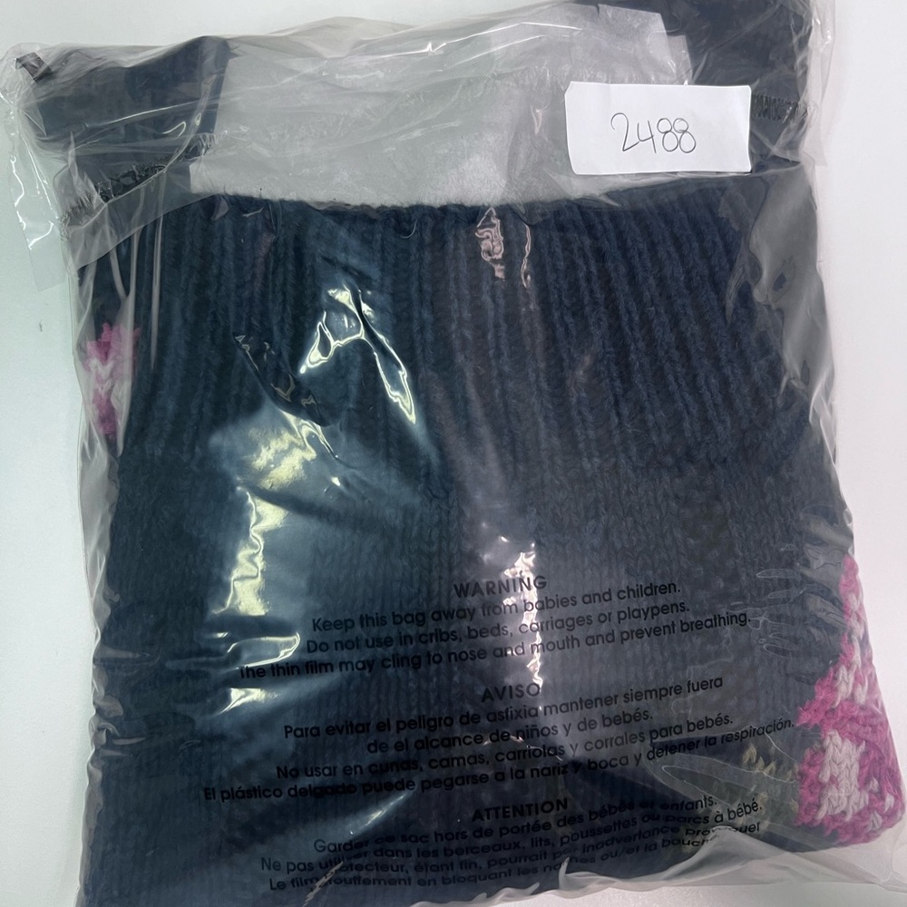 Vintage Liz Claiborne Med Collection Navy Floral Embellished Linen Blend Sweater - Picture 10 of 10